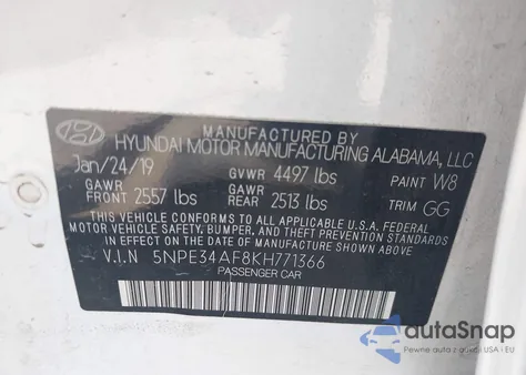 2019 Hyundai Sonata Sel from USA, damaged, VIN 5NPE34AF8KH771366